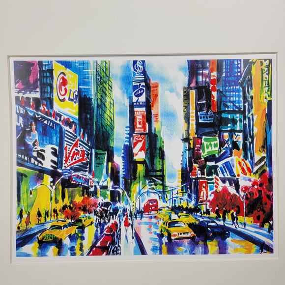 VTG Signed Jiu New York City Times Square Street Art Print Poster Wall Decor - Picture 12 of 15